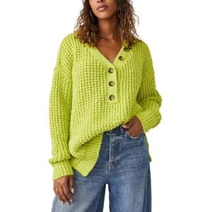 Free People Whistle Thermal Henley Sweater